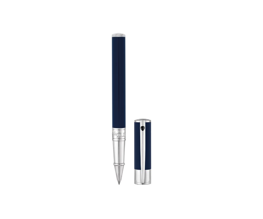 D-Initial Blue &amp; Chrome Rollerball Point Pen (Blue &amp; Chrome Pen Cap)